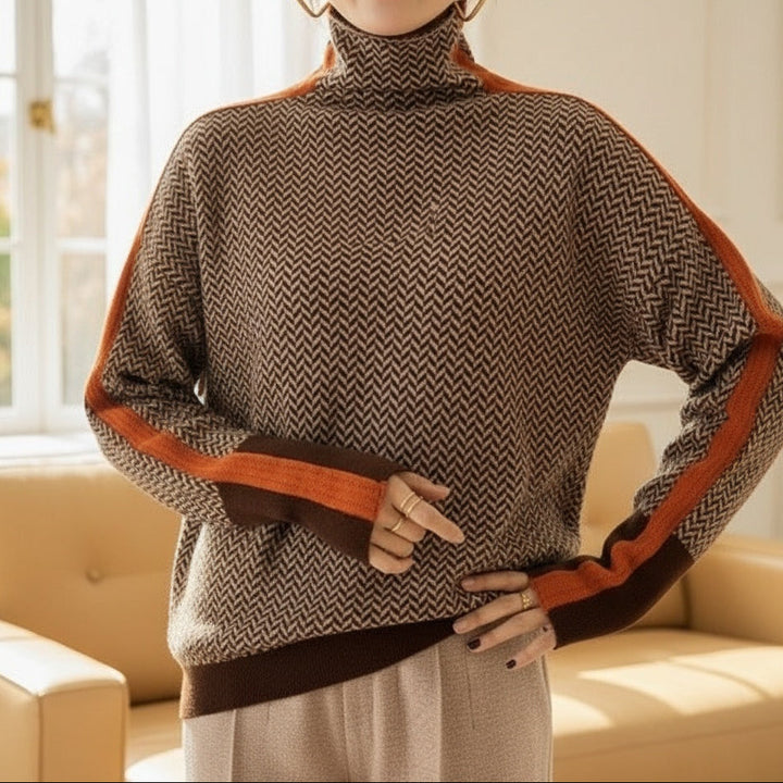 Madeleine | Herringbone Luxe Turtleneck