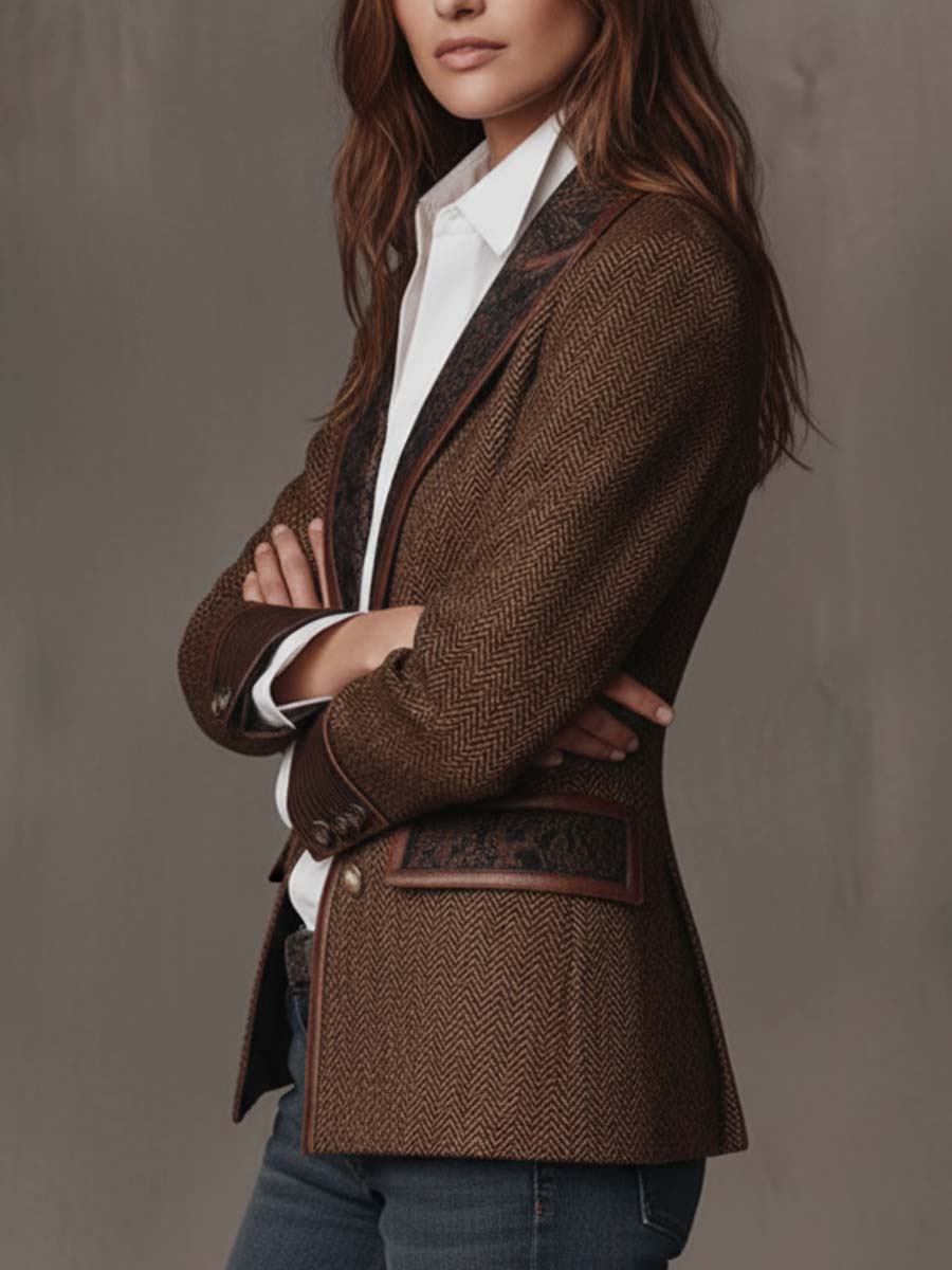 Belinda Tweed Blazeris ar Drukātām Paneļiem
