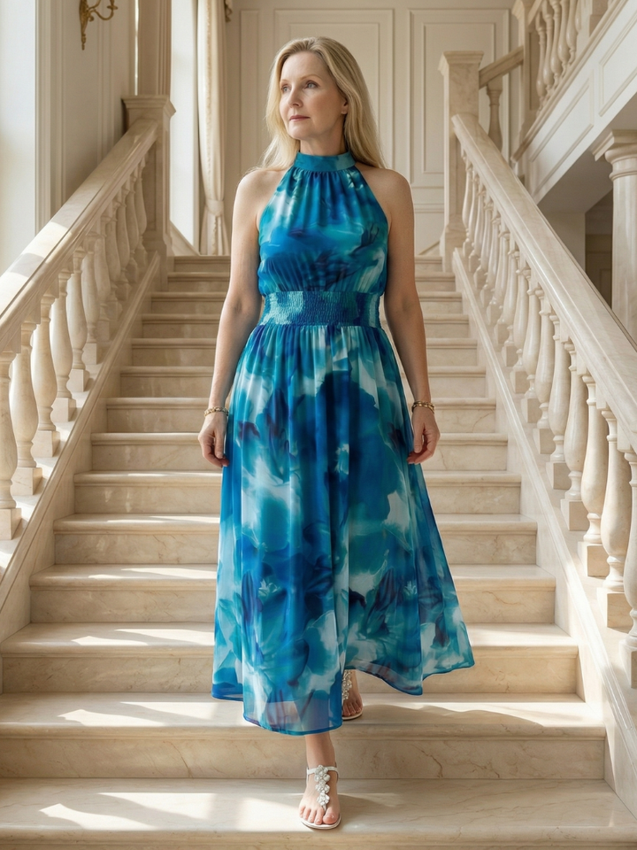 Claude | Savāktā haltera midi kleita