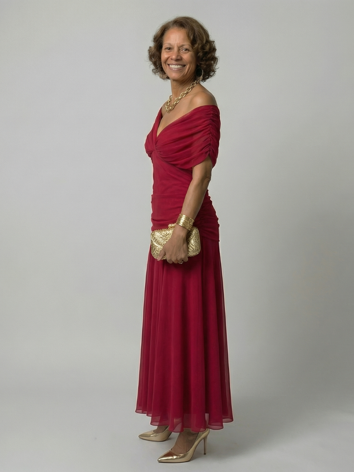 Fiorella | Off Shoulder Flow Midi Kleita