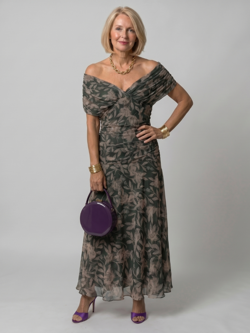 Eulalie | Off Shoulder Flow Midi Kleita