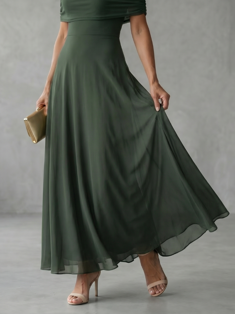 Ivette | Off Shoulder Drapēts Midi Kleita