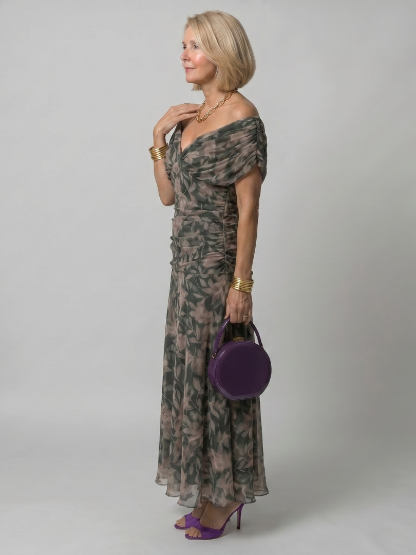 Eulalie | Off Shoulder Flow Midi Kleita