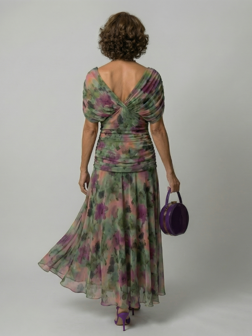 Fiorella | Off Shoulder Flow Midi Kleita