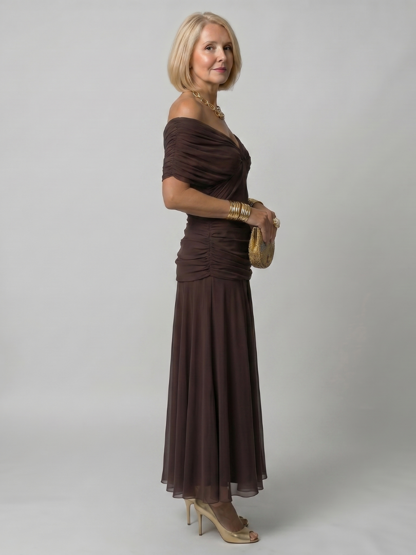 Eulalie | Off Shoulder Flow Midi Kleita
