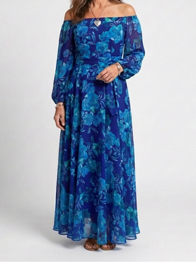 Aurelie | Off Shoulder Ziedu Maxi Kleita