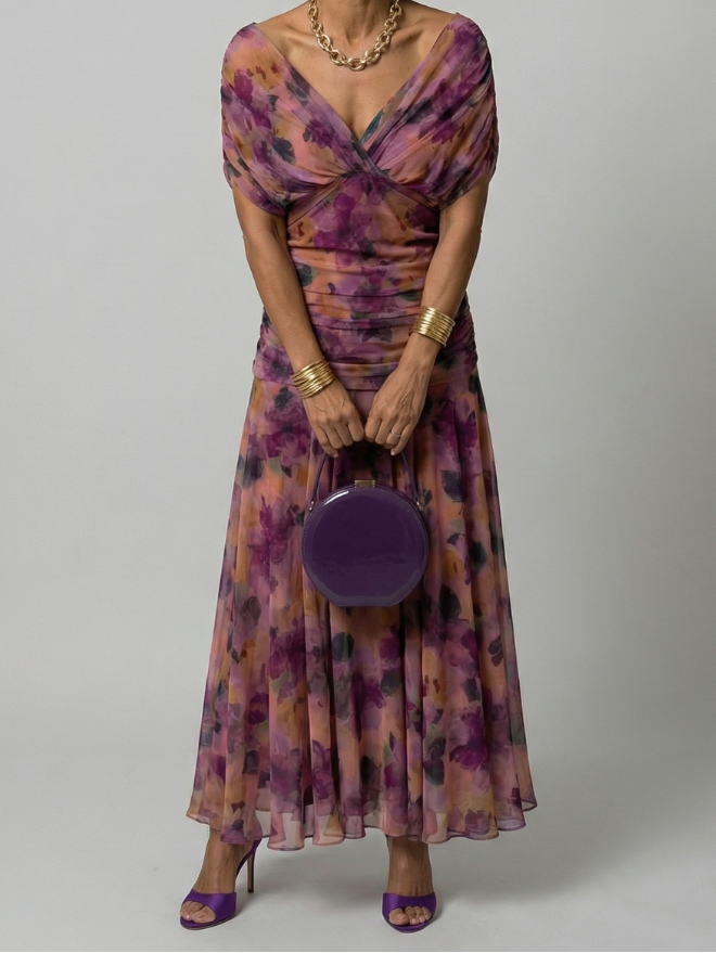 Fiorella | Off Shoulder Flow Midi Kleita