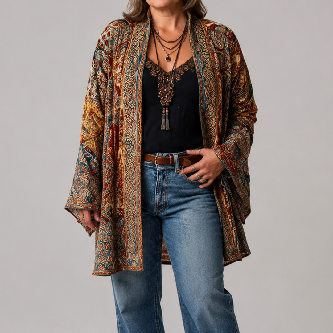IEVA | BOHO STILA KIMONO JAKA AR IZŠUVUMU
