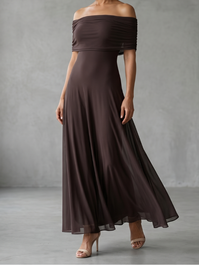 Ivette | Off Shoulder Drapēts Midi Kleita