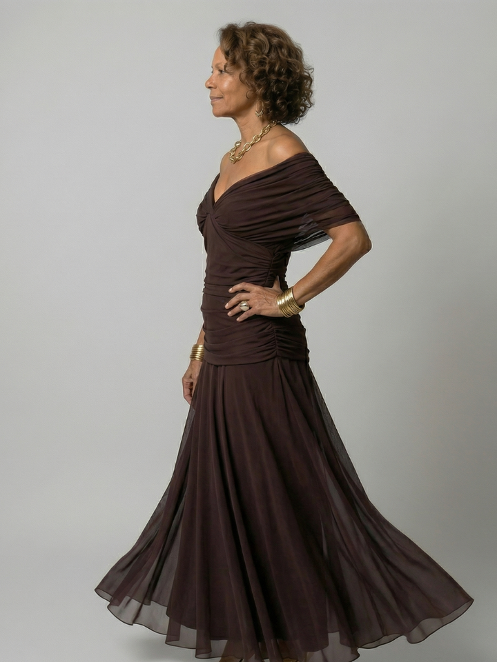 Fiorella | Off Shoulder Flow Midi Kleita