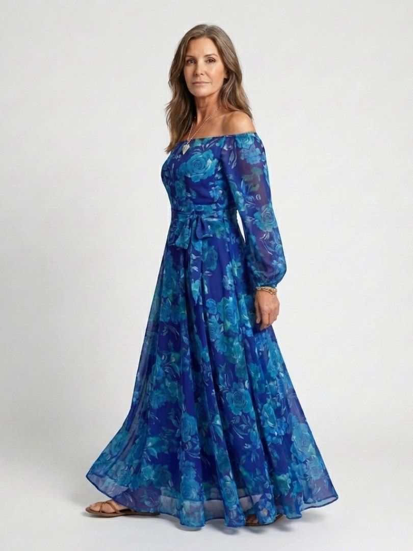 Aurelie | Off Shoulder Ziedu Maxi Kleita