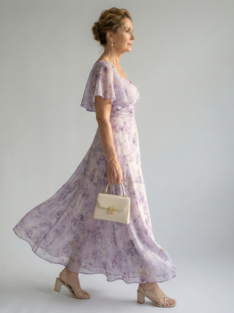 Rosemonde | Flutter Piedurkņu Midi Kleita