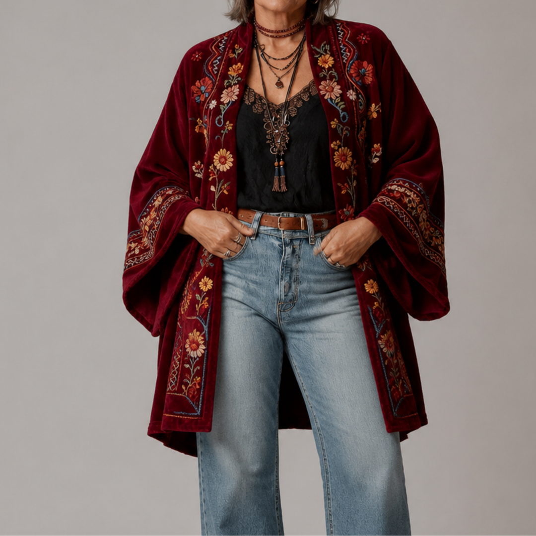 IEVA | BOHO STILA KIMONO JAKA AR IZŠUVUMU