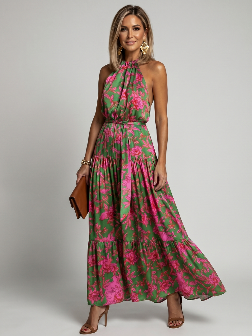 Fidelia | Drapēts Halter Midi Kleita
