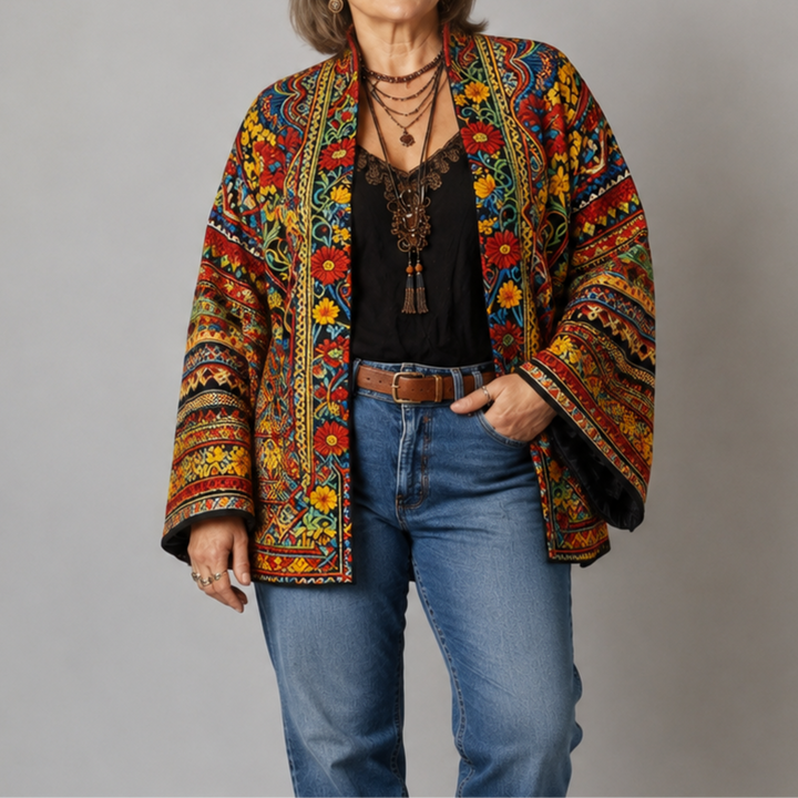 Hermīne | Boho stila izšūts kimono