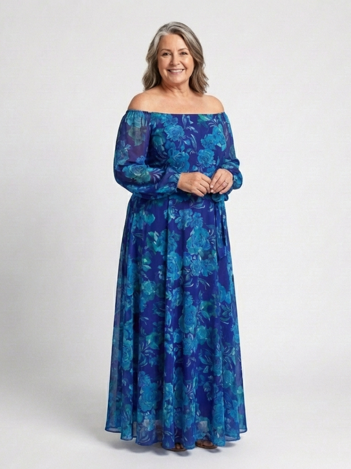 Aurelie | Off Shoulder Ziedu Maxi Kleita
