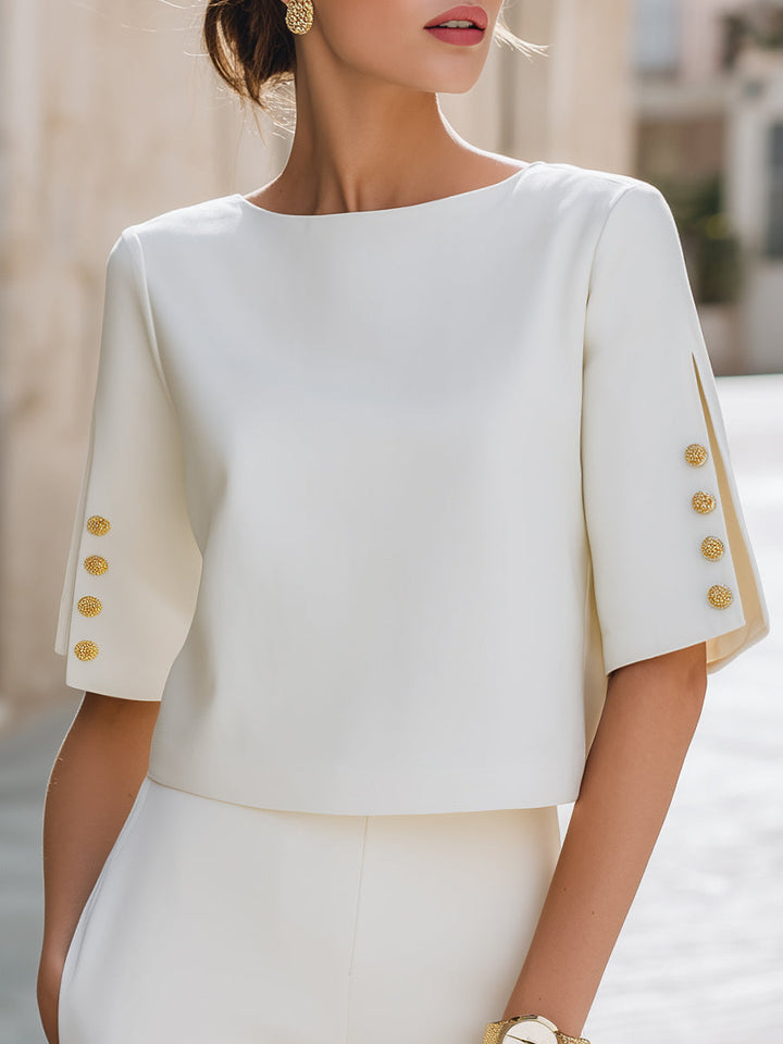 Valerie Detaļu Izgriezums Piedurkņu Elegants Tops
