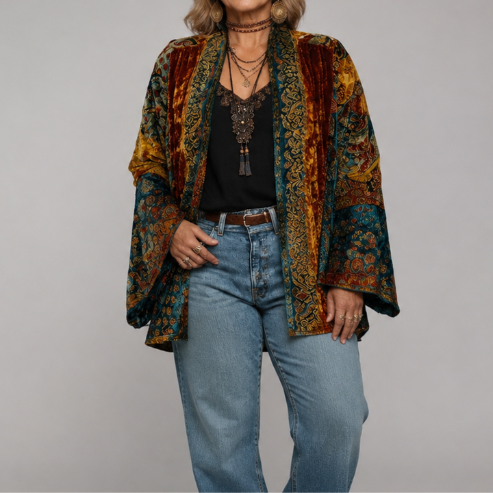 Hermīne | Boho stila izšūts kimono