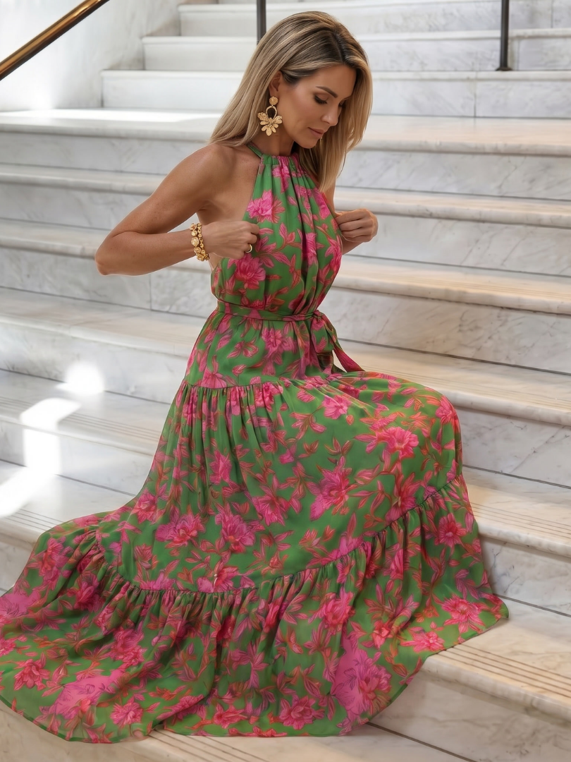 Fidelia | Drapēts Halter Midi Kleita