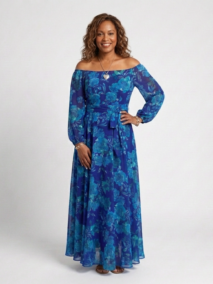 Aurelie | Off Shoulder Ziedu Maxi Kleita