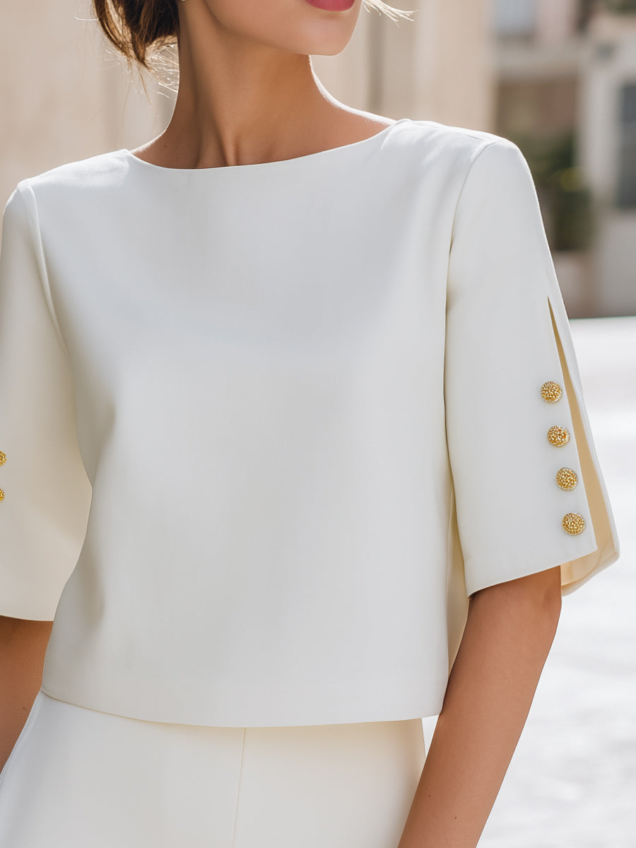 Valerie Detaļu Izgriezums Piedurkņu Elegants Tops