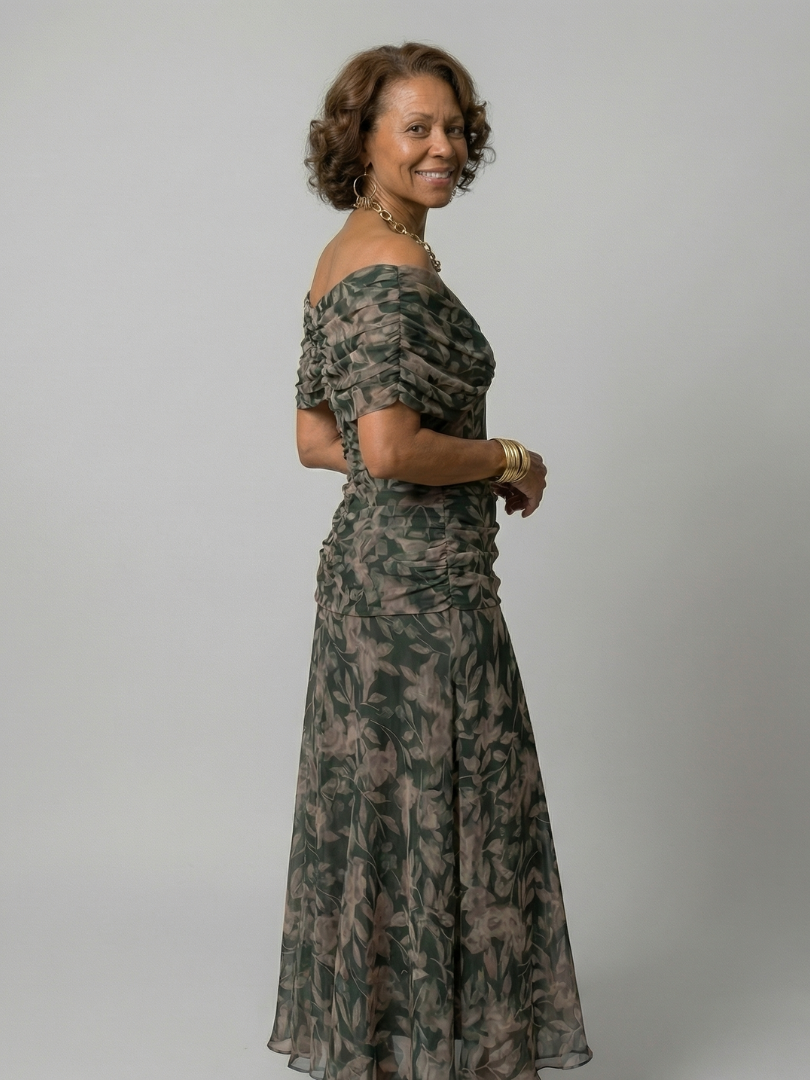 Fiorella | Off Shoulder Flow Midi Kleita