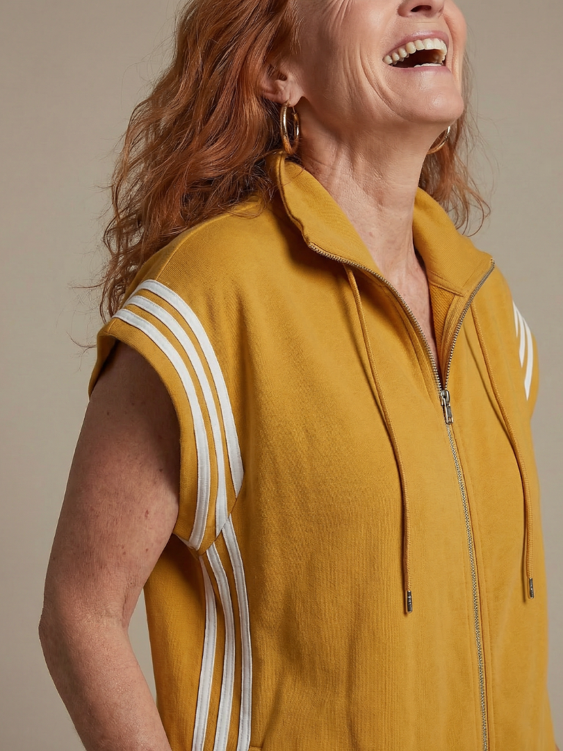 Raquel | Zip Priekšpuses Svītru Paneļa Jumpsuit