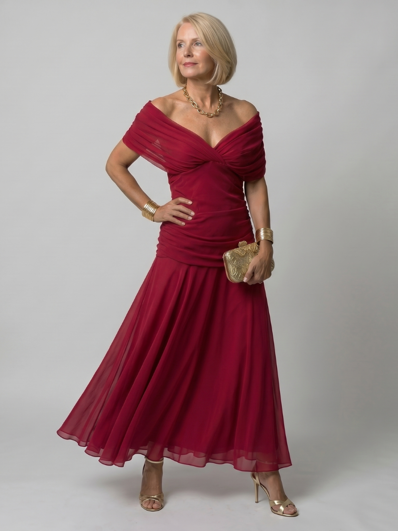 Eulalie | Off Shoulder Flow Midi Kleita