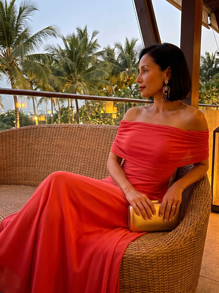 Ivette | Off Shoulder Drapēts Midi Kleita