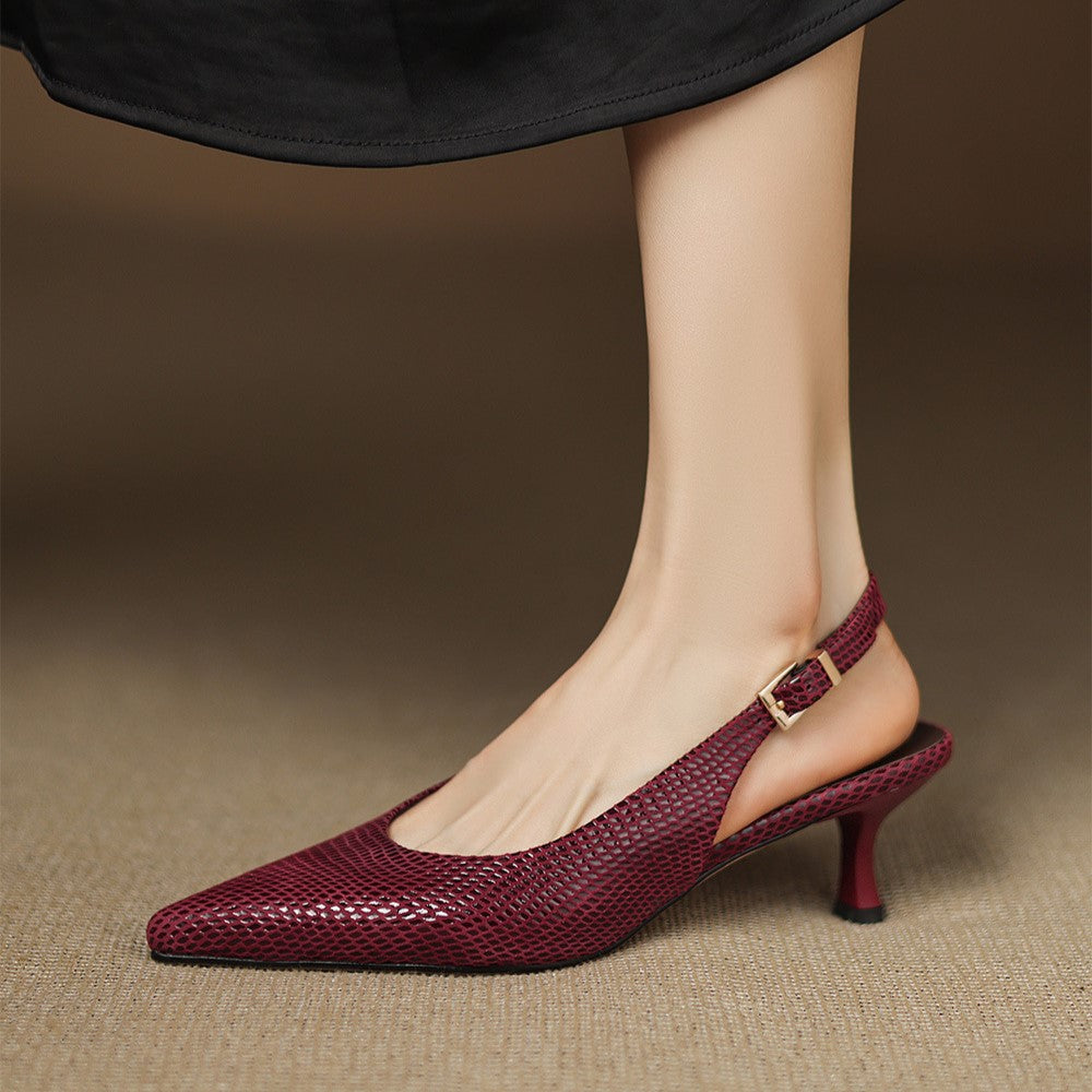 Louane Apspīlēti Ādas Slingback Papēži