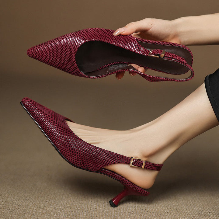 Louane Apspīlēti Ādas Slingback Papēži