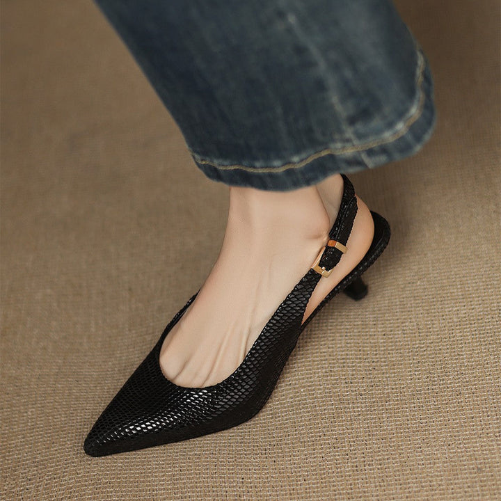 Louane Apspīlēti Ādas Slingback Papēži