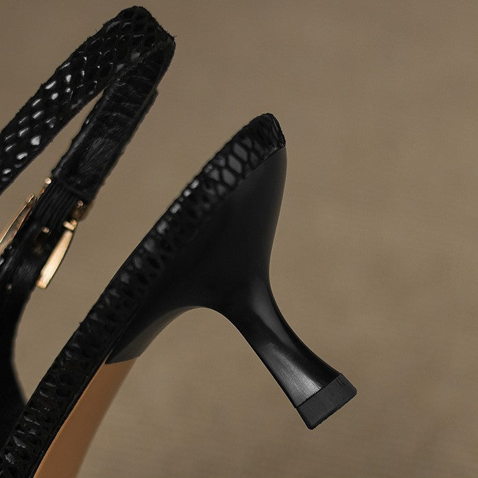 Louane Apspīlēti Ādas Slingback Papēži
