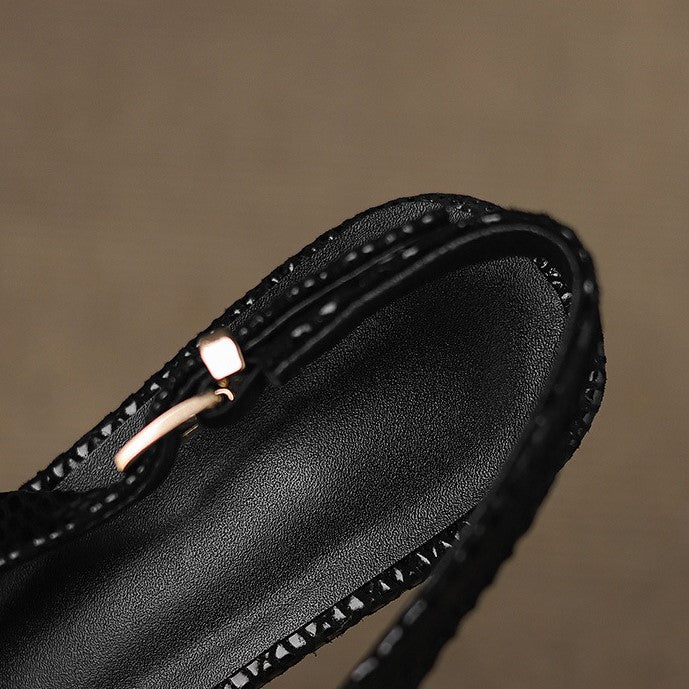Louane Apspīlēti Ādas Slingback Papēži