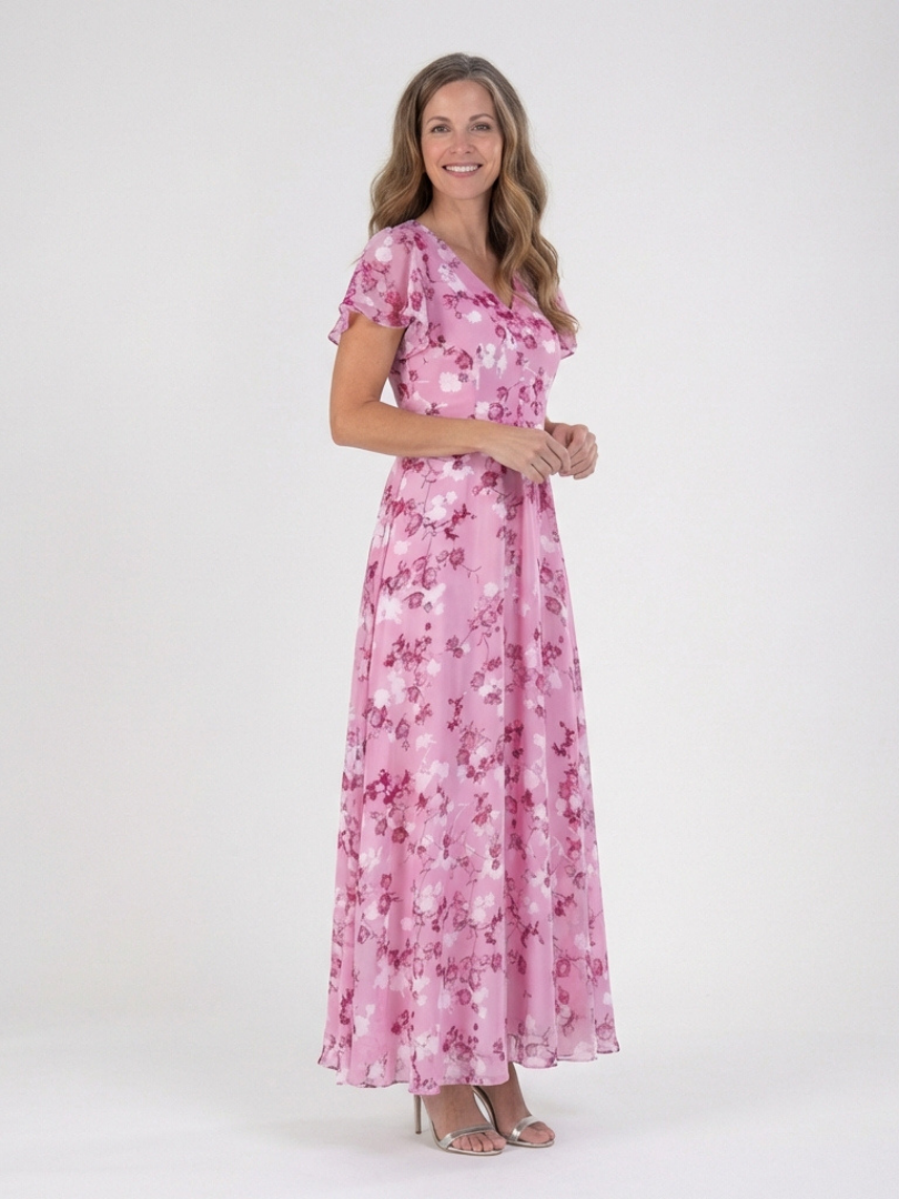 Delphine | Ziedu Šifona Maxi Kleita