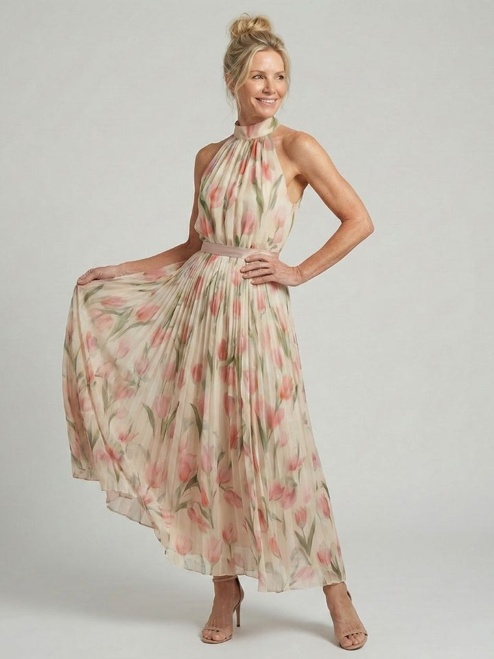 Cyrielle | Halter kakla ziedu midi kleita