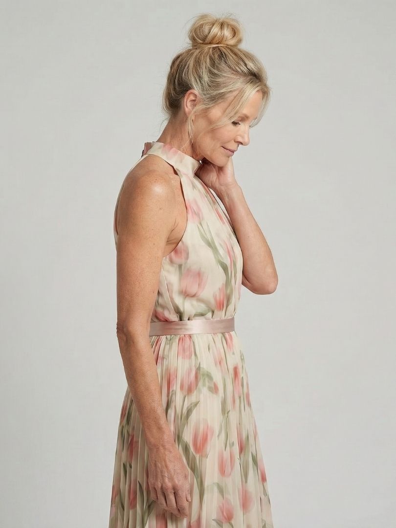 Cyrielle | Halter kakla ziedu midi kleita