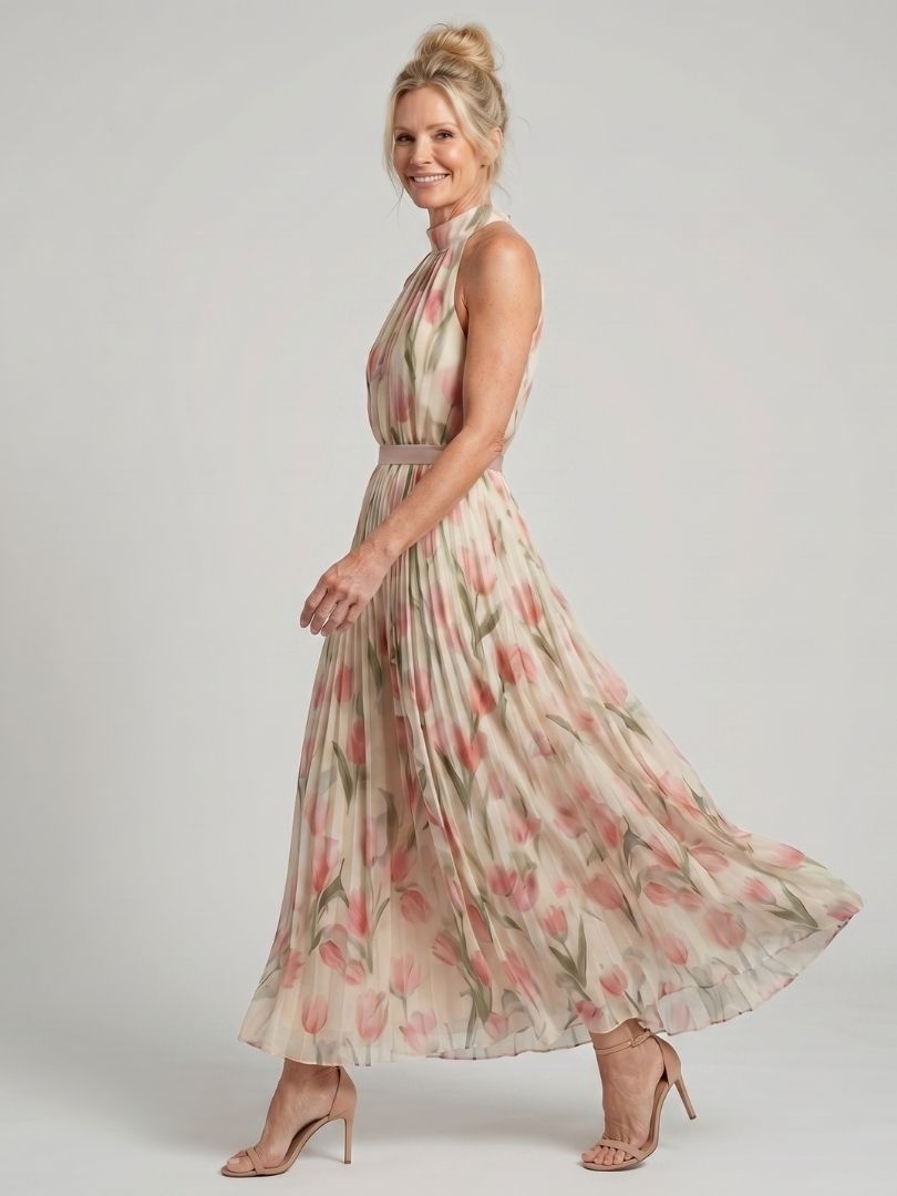 Cyrielle | Halter kakla ziedu midi kleita