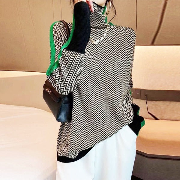 Madeleine | Herringbone Luxe Turtleneck
