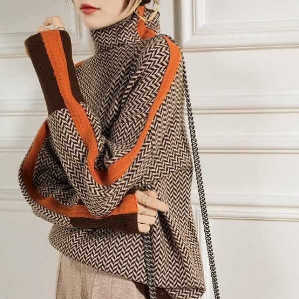 Madeleine | Herringbone Luxe Turtleneck