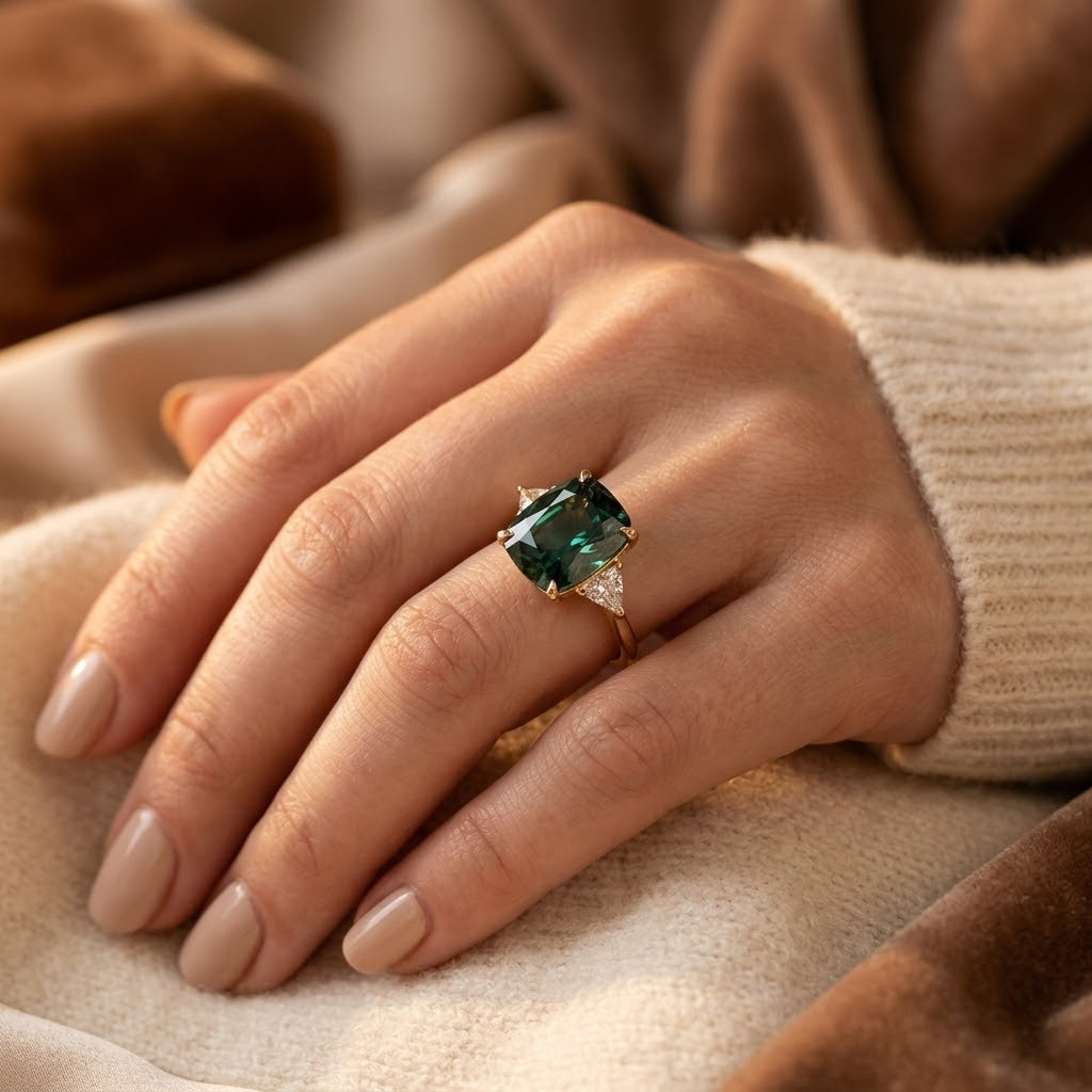 Zelta Emerald Solitaire Gredzens