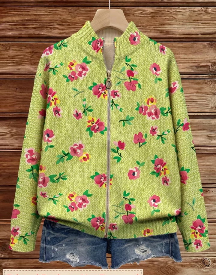 Florine | Rozā Ziedu Limone Zip Džemperis