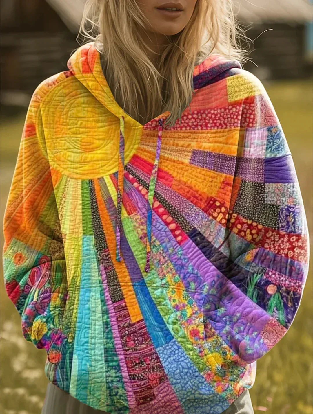 Dawnella | Boho daudzkrāsains patchwork kapucis